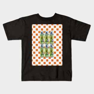 Vintage Thermos Green with Orange Tile Floor Pattern - Retro Hong Kong Kids T-Shirt